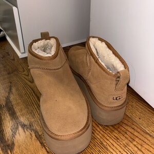 UGG Tan Suede Platform Boots